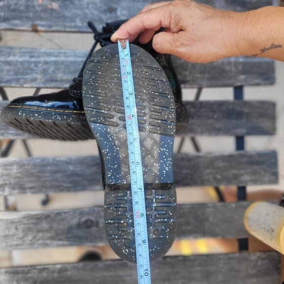 Kids Dr. Martens 1460 Black Patent leather Star Glitter Lace up boots Size 3 US - Picture 8 of 12